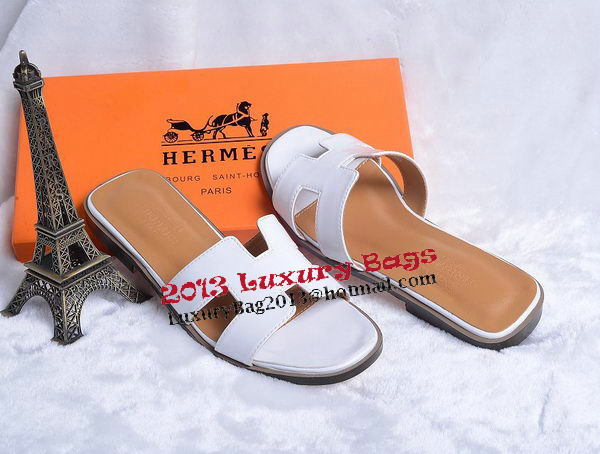 Hermes Slipper Patent Leather HO0430 White