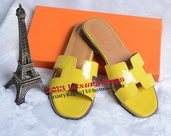 Hermes Slipper Patent Leather HO0430 Yellow