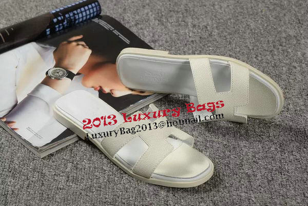 Hermes Slipper Togo Leather HO060 White