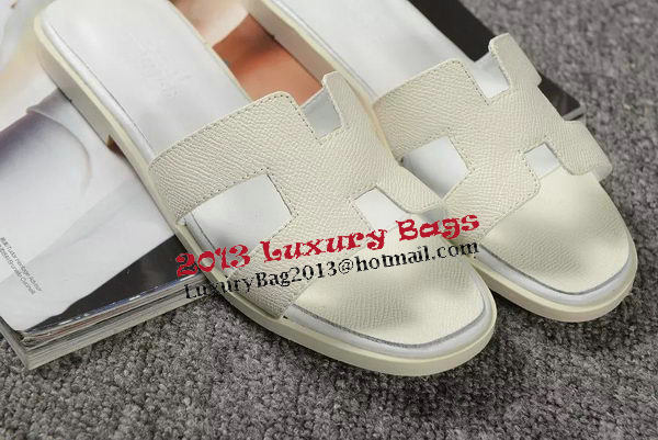 Hermes Slipper Togo Leather HO060 White