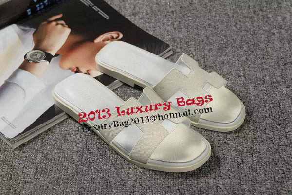 Hermes Slipper Togo Leather HO060 White