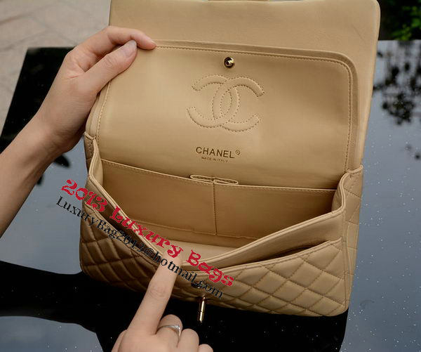 Chanel 2.55 Series Flap Bag Apricot Sheepskin Leather A37586 Gold