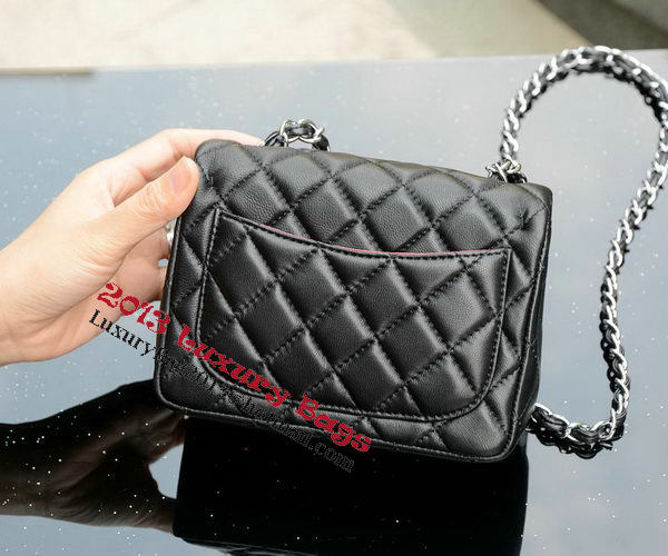 Chanel Classic MINI Flap Bag Black Sheepskin A37585 Silver