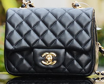 Chanel Classic MINI Flap Bag Sheepskin Leather A1115 Black