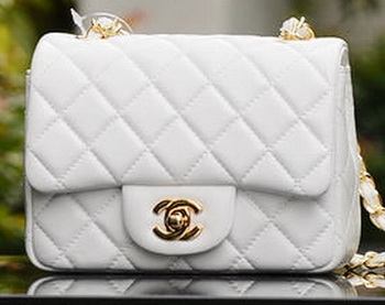 Chanel Classic MINI Flap Bag White Sheepskin A37585 Gold