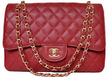 Chanel Jumbo Quilted Classic Flap Bag Burgundy Cannage Patterns A58600 Gold