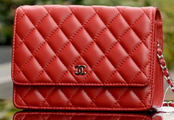 Chanel mini Flap Bag Red Sheepskin Leather A33814 Silver