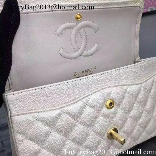 Chanel 2.55 Series Flap Bag OffWhite Cavier Leather A05480 Gold