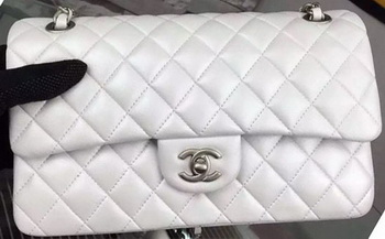 Chanel 2.55 Series Flap Bag OffWhite Sheepskin Leather A06375 Silver