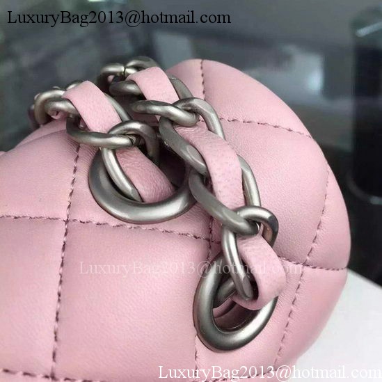 Chanel 2.55 Series Flap Bag Pink Sheepskin Leather A06375 Silver