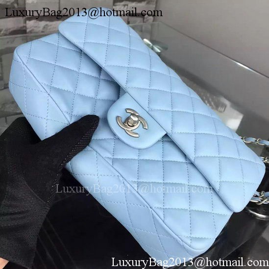 Chanel 2.55 Series Flap Bag SkyBlue Sheepskin Leather A06375 Silver