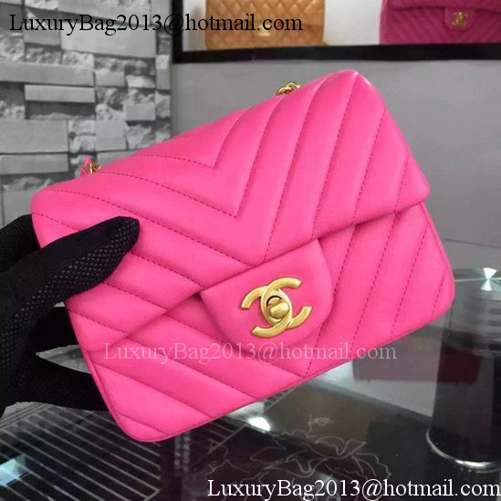 Chanel Classic mini Flap Bag Chevron Sheepskin Leather A68748 Rose