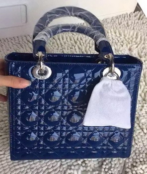 Dior Small Lady Dior Bag Patent Leather CD8239 Blue