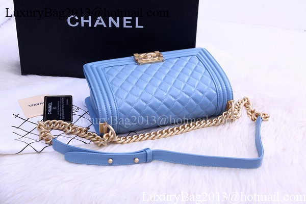 Boy Chanel Flap Shoulder Bag SkyBlue Sheepskin Leather A67086 Gold