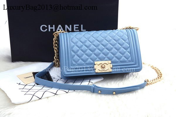 Boy Chanel Flap Shoulder Bag SkyBlue Sheepskin Leather A67086 Gold