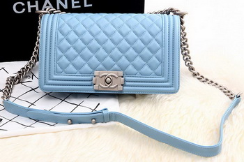 Boy Chanel Flap Shoulder Bag SkyBlue Sheepskin Leather A67086 Silver