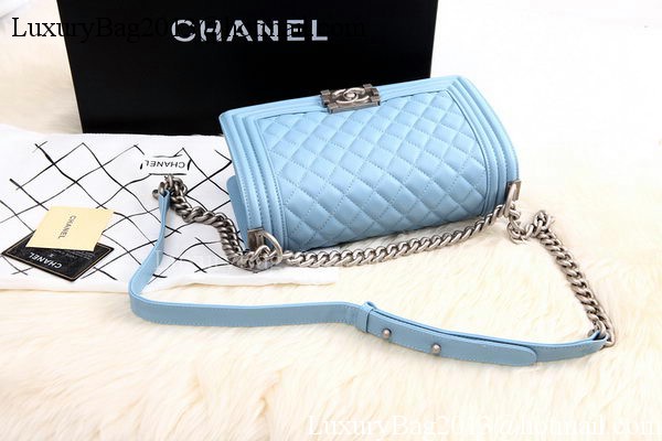 Boy Chanel Flap Shoulder Bag SkyBlue Sheepskin Leather A67086 Silver