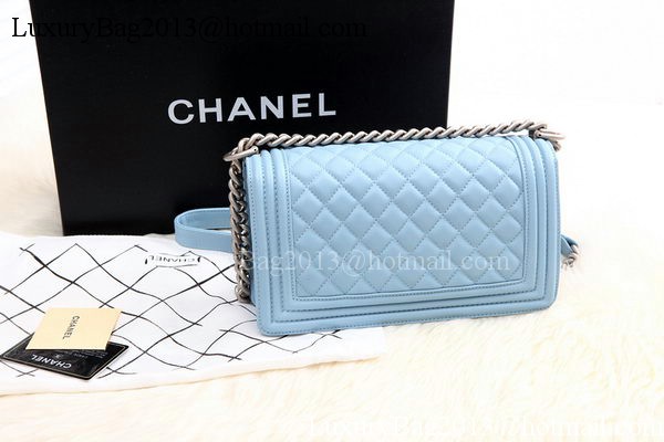 Boy Chanel Flap Shoulder Bag SkyBlue Sheepskin Leather A67086 Silver