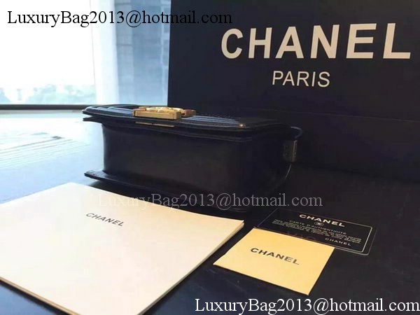 Chanel Boy Flap Shoulder Bag Black Python Leather A66094 Gold