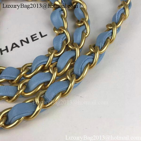 Chanel mini Classic Flap Bag SkyBlue Original Sheepskin Chevron Leather CHA5500 Gold