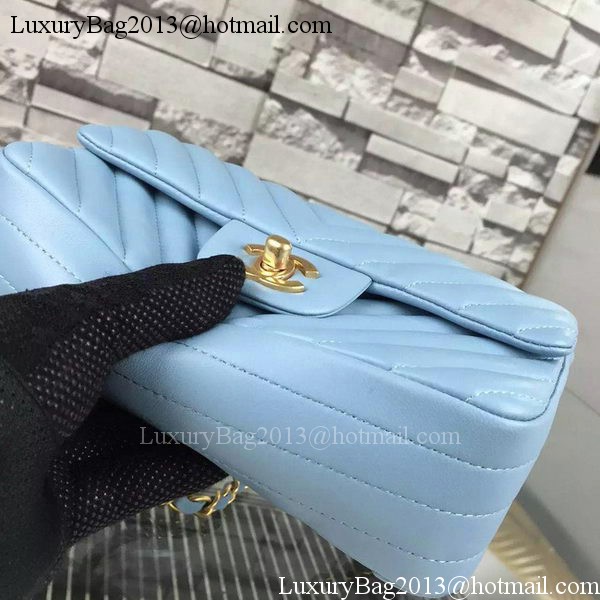 Chanel mini Classic Flap Bag SkyBlue Original Sheepskin Chevron Leather CHA5500 Gold