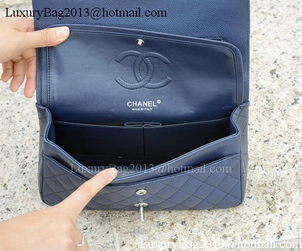 Chanel 2.55 Series Flap Bag Blue Cannage Pattern A1112 Silver