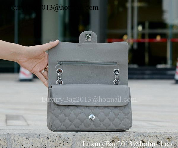 Chanel 2.55 Series Flap Bag Grey Cannage Pattern A1112 Silver