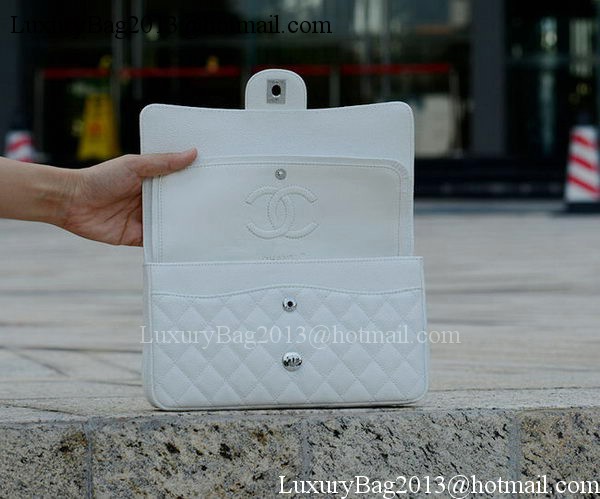 Chanel 2.55 Series Flap Bag White Cannage Pattern A1112 Silver