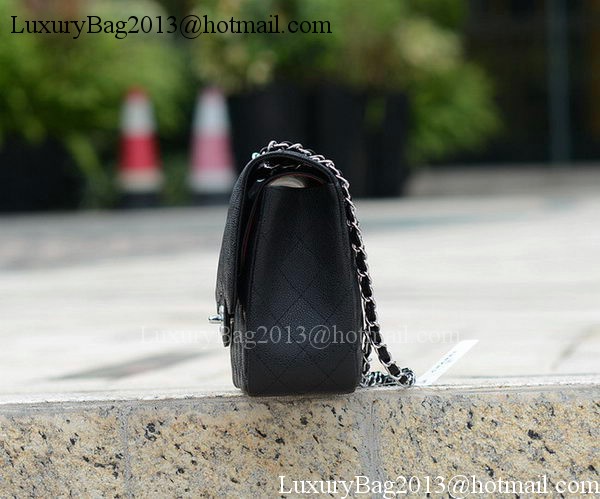 Chanel Jumbo Classic Black Cannage Pattern Flap Bag A58600 Silver