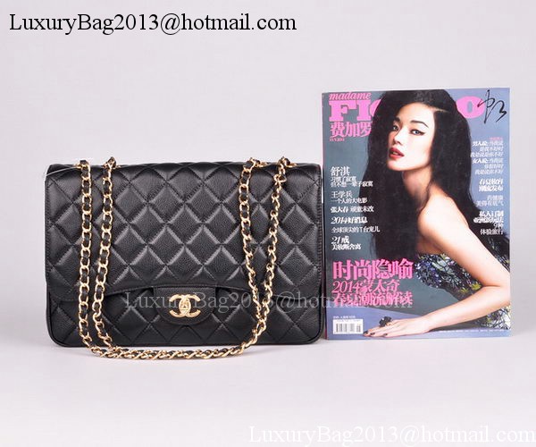 Chanel Jumbo Flap Bag Black Cannage Pattern A28600 Gold