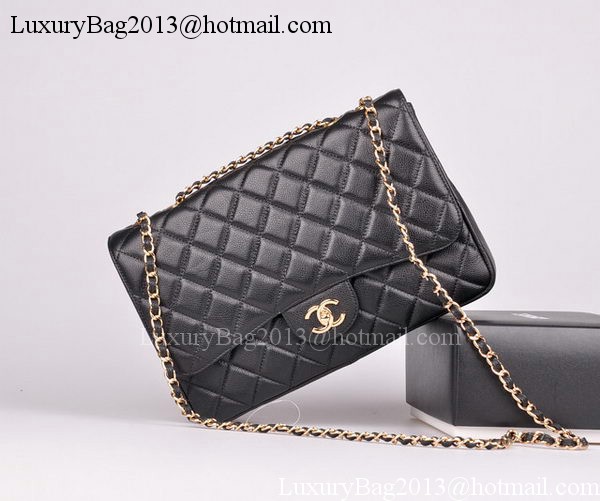 Chanel Jumbo Flap Bag Black Cannage Pattern A28600 Gold