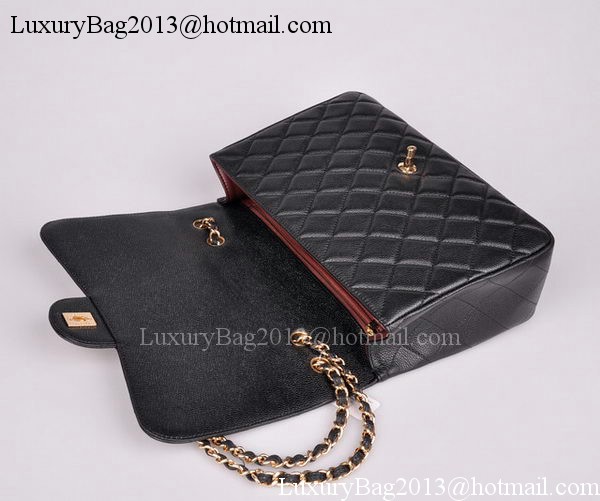 Chanel Jumbo Flap Bag Black Cannage Pattern A28600 Gold