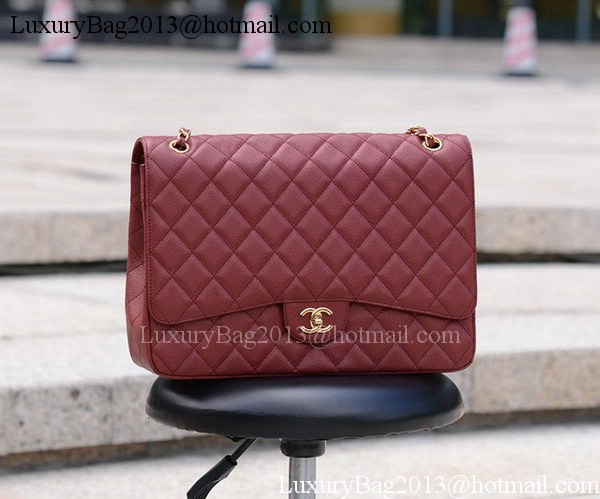 Chanel Maxi Quilted Classic Flap Bag Maroon Cannage Pattern A58601 Gold