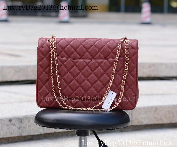 Chanel Maxi Quilted Classic Flap Bag Maroon Cannage Pattern A58601 Gold