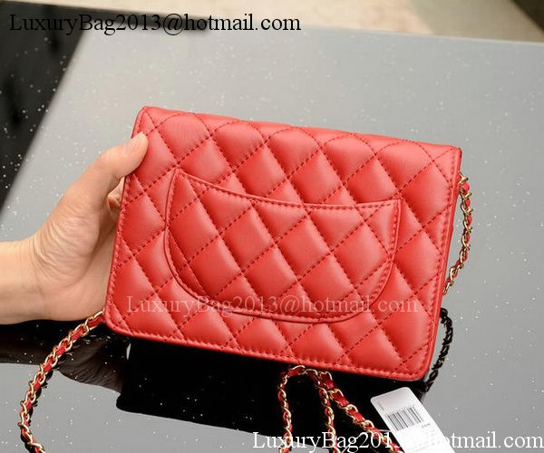 Chanel mini Flap Bags Red Sheepskin Leather A33814 Gold