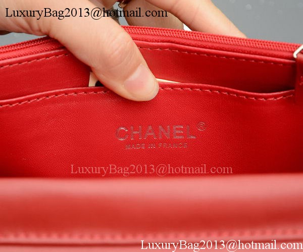 Chanel mini Flap Bags Red Sheepskin Leather A33814 Silver