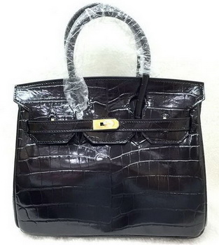 Hermes Birkin 25CM Tote Bag Croco Leather H25TCO Black