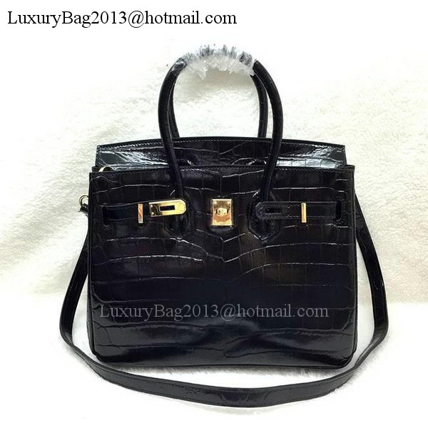 Hermes Birkin 25CM Tote Bag Croco Leather H25TCO Black