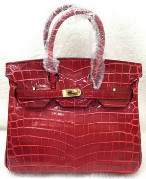 Hermes Birkin 25CM Tote Bag Croco Leather H25TCO Red