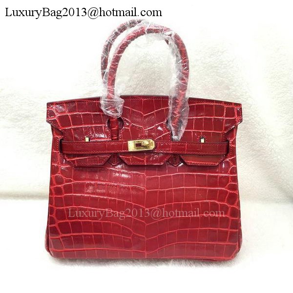 Hermes Birkin 25CM Tote Bag Croco Leather H25TCO Red