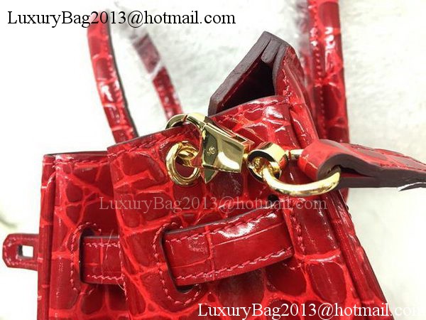 Hermes Birkin 25CM Tote Bag Croco Leather H25TCO Red