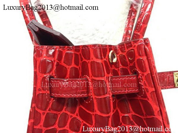 Hermes Birkin 25CM Tote Bag Croco Leather H25TCO Red