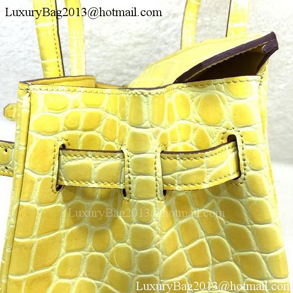 Hermes Birkin 25CM Tote Bag Croco Leather H25TCO Yellow