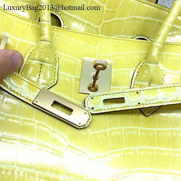 Hermes Birkin 25CM Tote Bag Croco Leather H25TCO Yellow