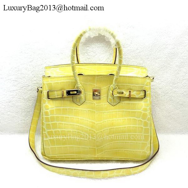 Hermes Birkin 25CM Tote Bag Croco Leather H25TCO Yellow