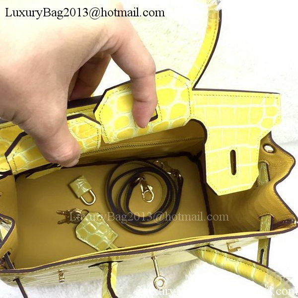 Hermes Birkin 25CM Tote Bag Croco Leather H25TCO Yellow