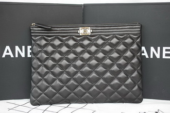 Boy Chanel Chevron Black Lambskin Leather Clutch A69253