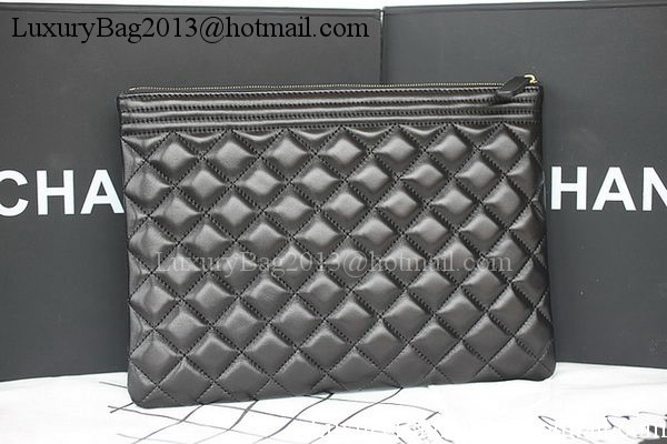 Boy Chanel Chevron Black Lambskin Leather Clutch A69253