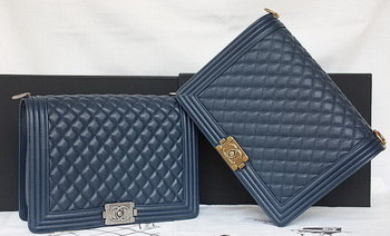 Boy Chanel Flap Shoulder Bag Original Cannage Pattern A67087 Royal