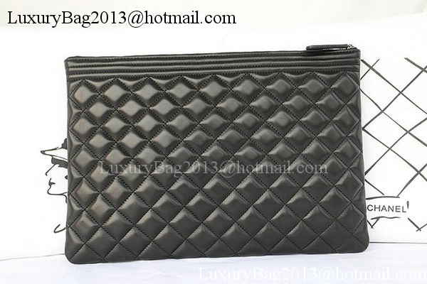 Boy Chanel Sheepskin Leather Clutch A80571 Black